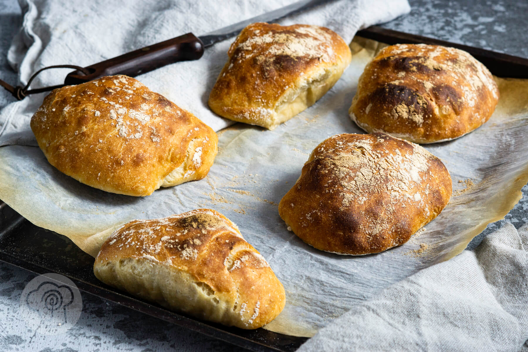 Luftige Ciabatta Brötchen - Küchentraum &amp; Purzelbaum