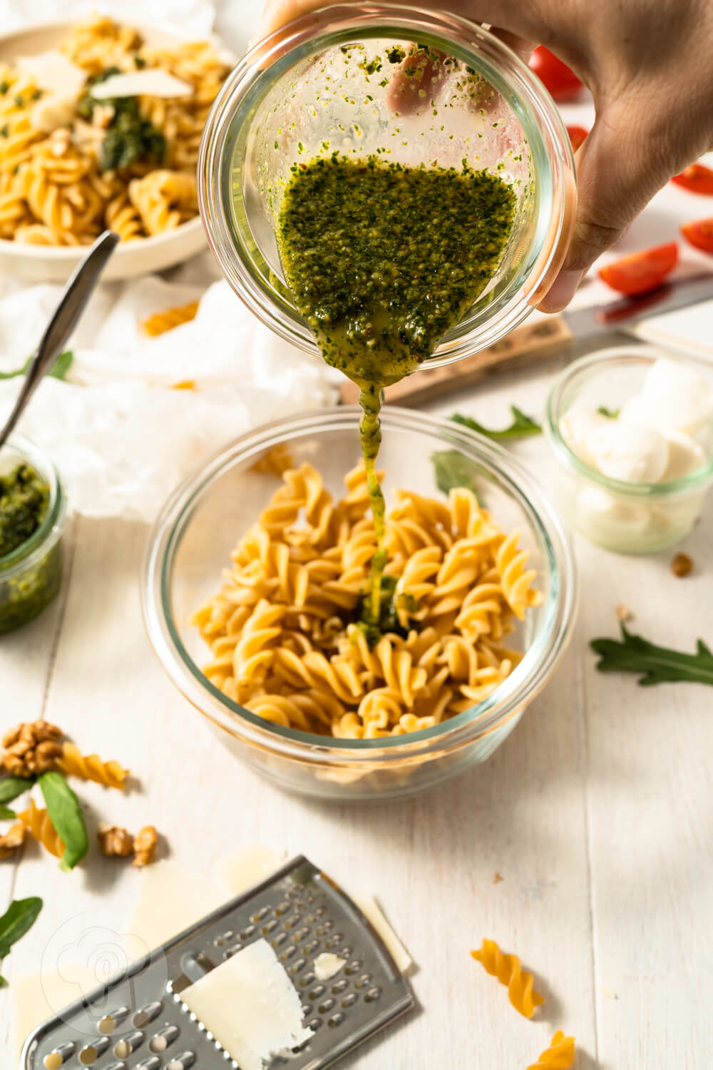 Meal Prep - Nudelsalat mit Pesto - Küchentraum &amp; Purzelbaum