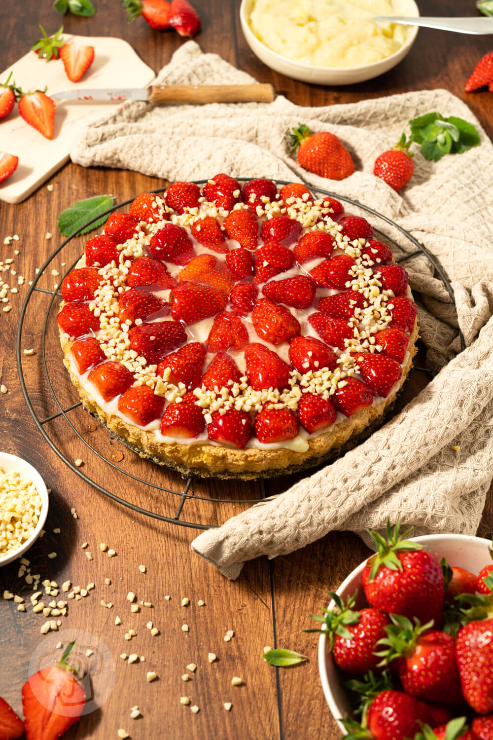 Einfacher Erdbeerkuchen mit Pudding - Küchentraum &amp; Purzelbaum