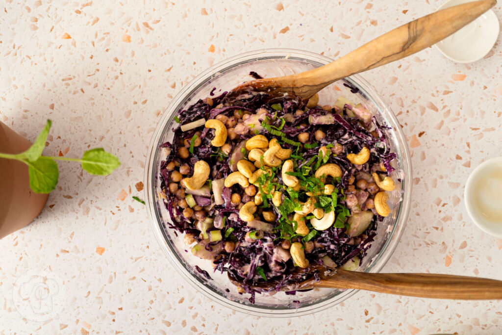 Rotkohl Kichererbsen Salat 7 Rotkohl Kichererbsen Salat - Kichererbsensalat mit Rotkohl und Joghurt Dressing